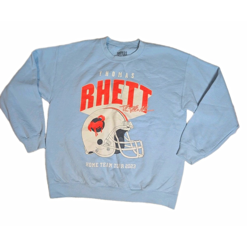 Thomas Rhett Home Team Tour 2023 Football Helmet Graphic Crewneck Sweatshirt L